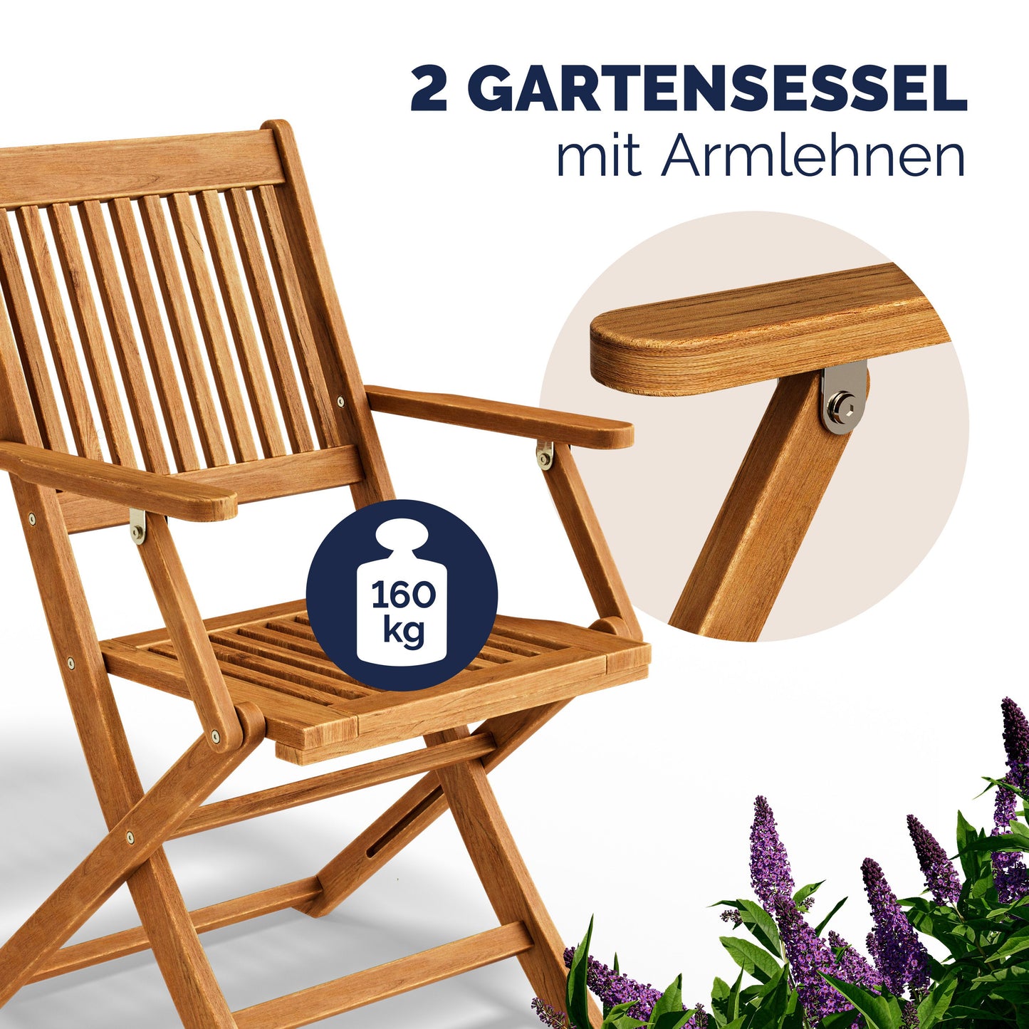 Casaria Tuinstoelen Sydney Set van 2 – Acaciahout – 92 x 54 x 59 cm – Bruin