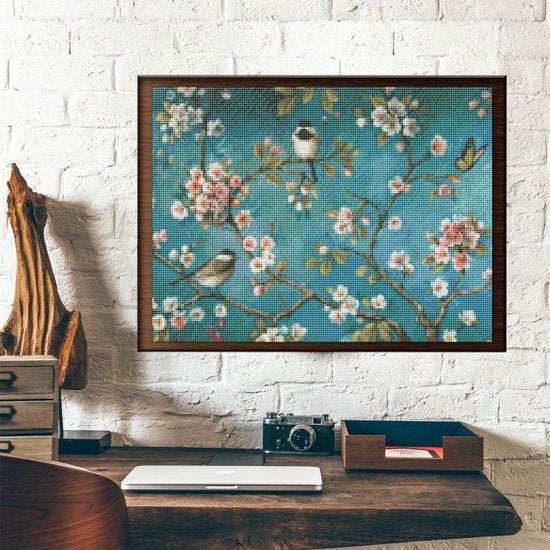 Rubye® Diamond Painting Volwassenen - Diamond Painting Kinderen - Diamond Painting Pakket Volledig - Vogels & Bloemen - 40x30cm
