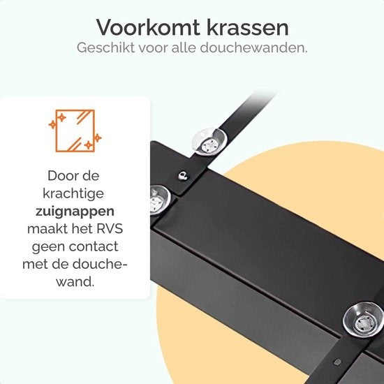 Goliving Doucherek - Doucherek zonder boren - 74 x 35 cm - Hangend doucherek - RVS - Twee laags - Zwart