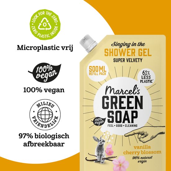Marcel's Green Soap Shower Gel Refill - Vanille & Kersenbloesem - 500ml