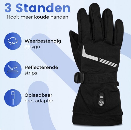 Qualitá® Verwarmde Handschoenen - Handschoenen Verwarmd - Waterafstotende - Elektrische Handschoenen Maat XL - Met Touchscreen Compatibiliteit - Wintersport - Oplaadbaar