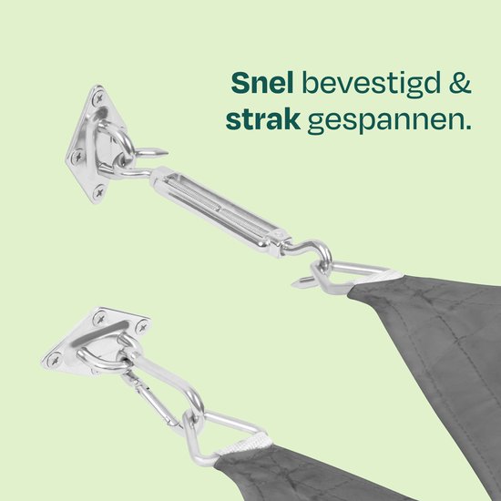 VONROC schaduwdoek rechthoek - 400x300 cm - grijs - waterafstotend - UV-bescherming UPF 50+ - incl. RVS bevestigingsset