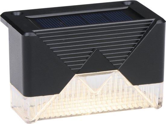 Grundig Solar Tuinverlichting 4 Stuks - Solar Lamp voor Terras en Schutting Verlichting - Warm Wit Sfeerlicht - Tuin Verlichting Incl. Montagemateriaal - 6-8 Uur Batterijduur - Zwart