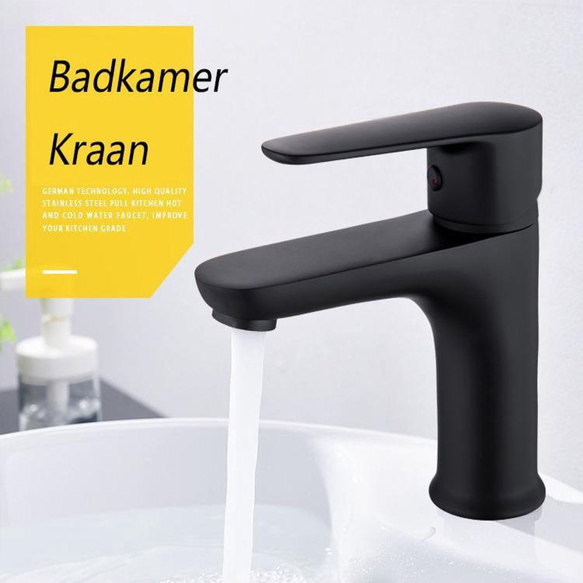 Inspire Badkamer Kraan Zwart inclusief aansluitingen - Wastafel kraan - Zwart Chroom