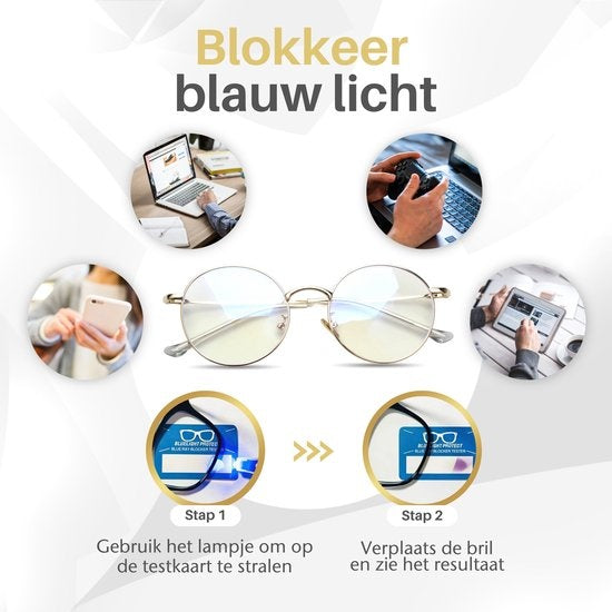 LC Eyewear Computerbril - Blauw Licht Bril - Blue Light Glasses - Beeldschermbril - Metaal - Unisex - Goud