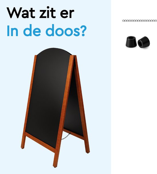 BRASQ Krijtstoepbord Elegance Mahonie - 70x130 CM - Krijtbord - Reclamebord - Stoepbord - Dubbelzijdig - voor Binnen en Buiten - Horeca