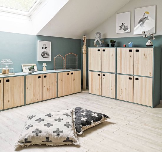 Astigarraga Wandkast met deuren - PEFC grenen - 71x53cm - Dressoir - TV-meubel - TV-kast