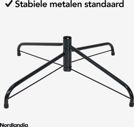 Nordlandia Kunstkerstboom Met LED Verlichting - 180 cm - Realistische Kunststof Kerstboom - Metalen Standaard - Groen