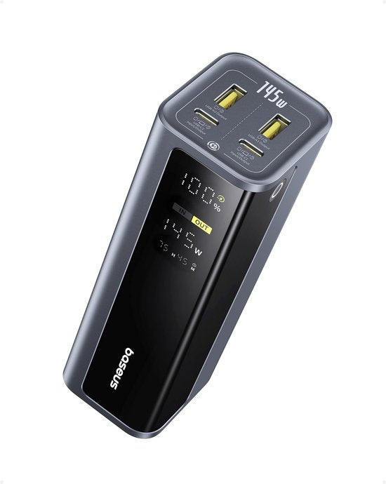 Baseus EnerGeek Power Bank -145W 20800mAh Laptop Powerbank- -Draagbare Oplader-Externe batterij met 2X USB-C PD 3.0 100W Max Snel opladen, Digitaal scherm, Compatibel met MacBook Pro, Dell, HP, SteamDeck, iPhone 16/15/14/13, Samsung