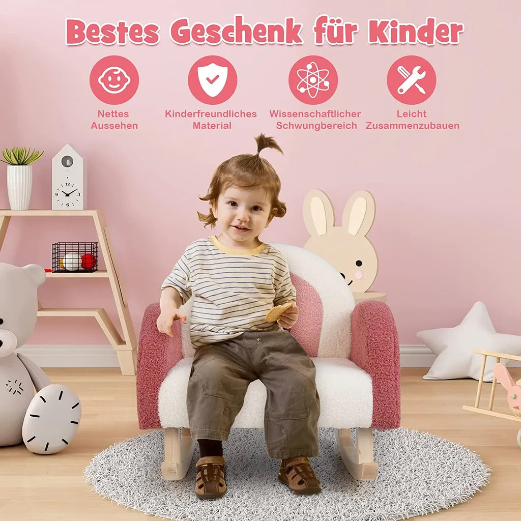 Coast Children's Swing Chair Teddy Plush fauteuil met schommelende benen gemaakt van Poplar Wood Red