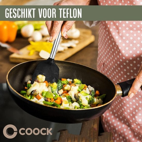 COOCK Keukengerei Set met Houder XL - Kookgerei Set 17 delig - Siliconen - BPA-Vrij & Plastic Vrij - Ophangbaar - Incl. Opener