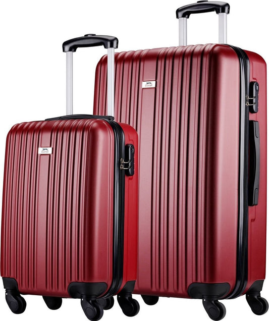 Slazenger Kofferset 2 Delig - Handbagage Trolley en Ruimbagage Koffer - S + M/L - ABS Hardcase - 360° Wielen - Cijferslot - Rood