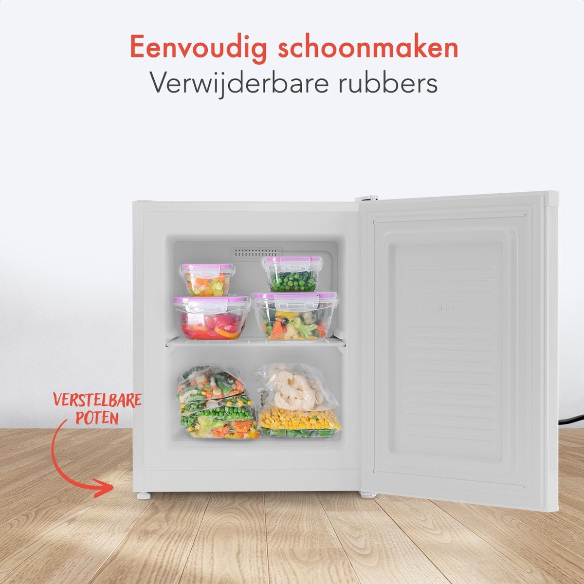 KitchenBrothers Mini Vriezer - 33L - Kleine Diepvries - Vrijstaand - Compact - Wit