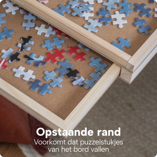 Puzzelplaat voor 1000 Puzzelstukjes met 6 Lades – Puzzelmat met Opbergsysteem -– Puzzelbord van Hout – Puzzeltafel inclusief Afdekplaat - BREND BR-2216