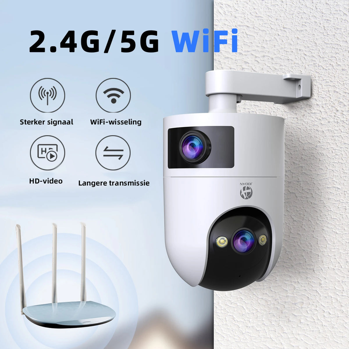 Jooan Dual Lens Beveiligingscamera 2K - WiFi met App - Zwart