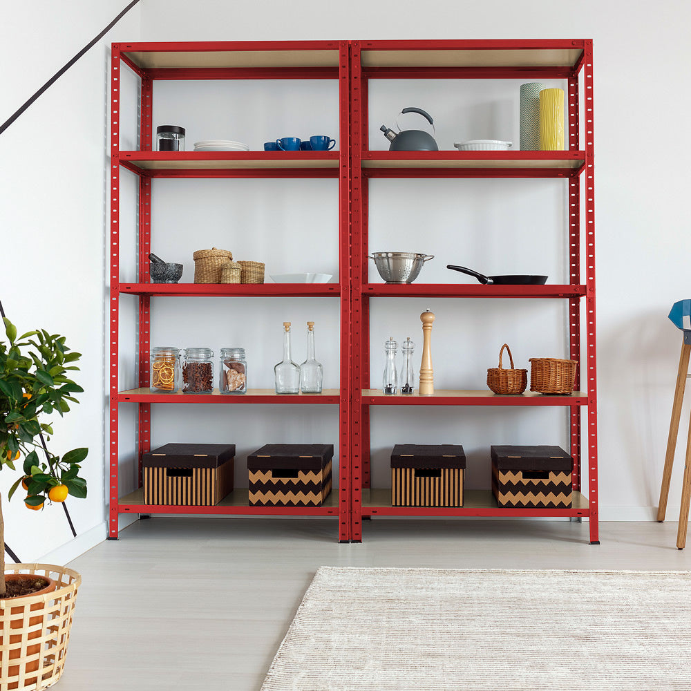 Monzana Stellingkast Metaal - incl. 5 MDF planken - tot 875kg \\u2013 Rood