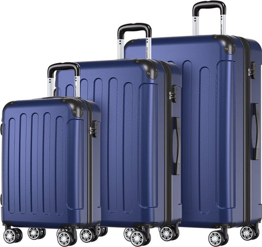 TRVLMORE Kofferset - 3 Delig - 38L Handbagage + 70L en 110L Ruimbagage - Lichtgewicht - Trolley - Reiskoffer Set - Donkerblauw