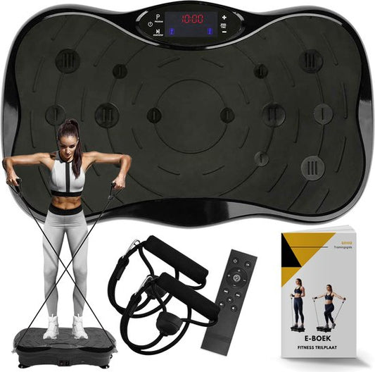Zoluko Fitness Trilplaat met Bluetooth Functie - Incl. E-book, Weerstandsbanden en Afstandsbediening - LED Display - USB Poort - Antislip Rubber - 5 Trainingsprogramma's - 99 Snelheid Niveaus - Powerplate - Trilplaat Fitness - Zwart
