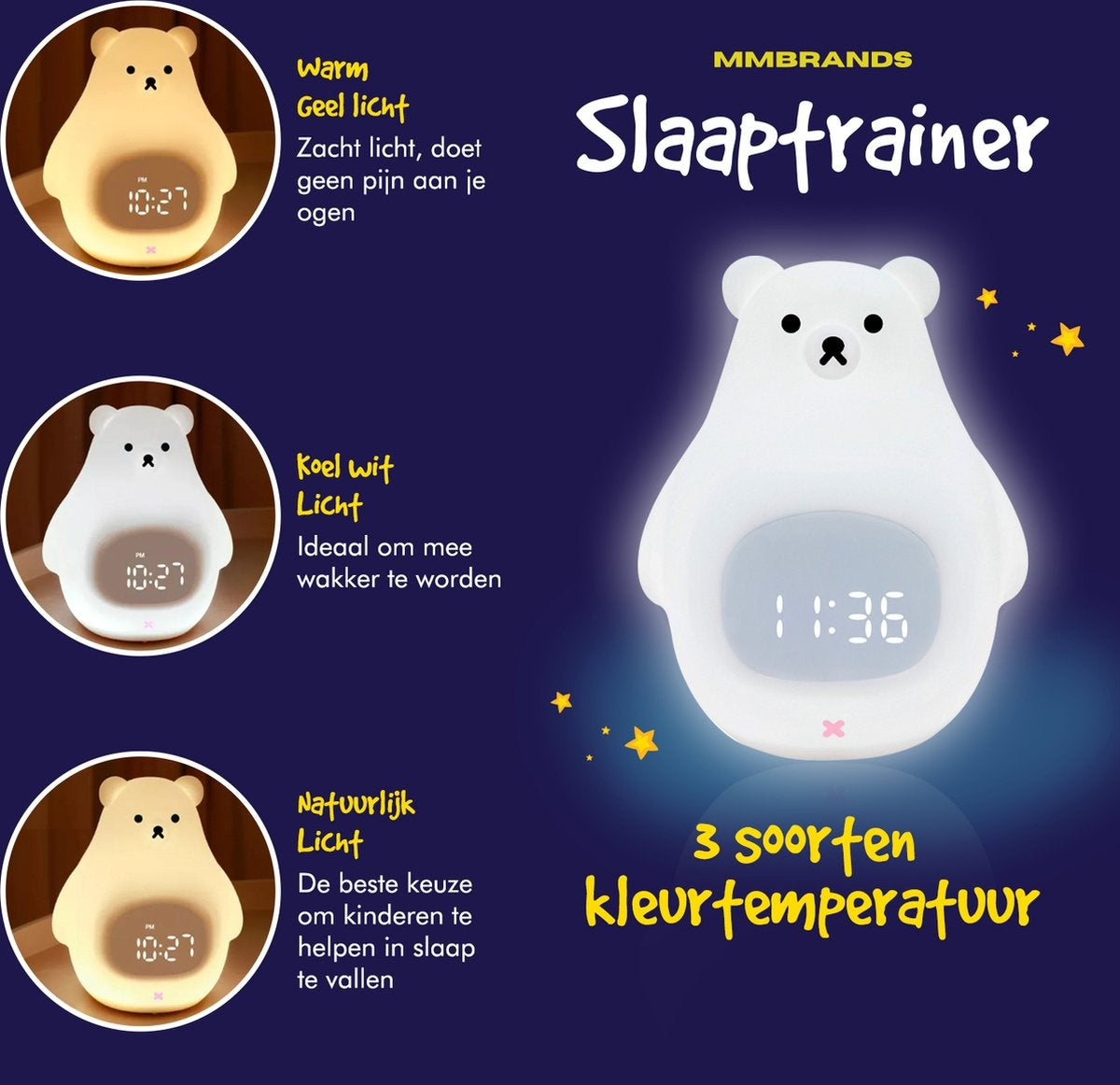 MM Brands Slaaptrainer - Kinderwekker met 7 verschillende lichtkleuren
