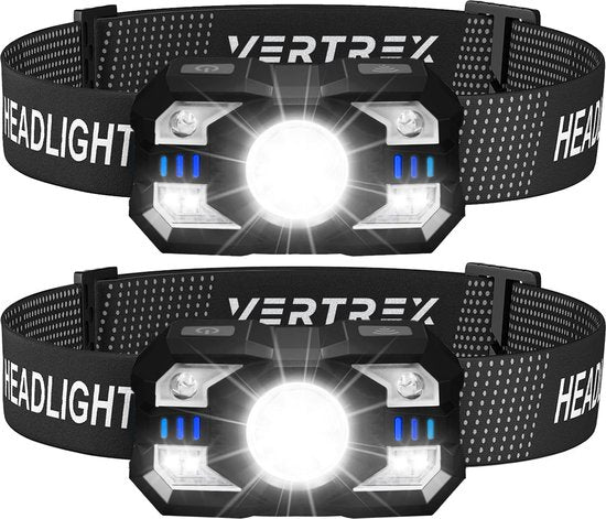 Vertrex Hoofdlamp LED Oplaadbaar - Hoofdlampje - Hoofdlampen - Koplamp - hoofdzaklamp - Wit & Rood Licht