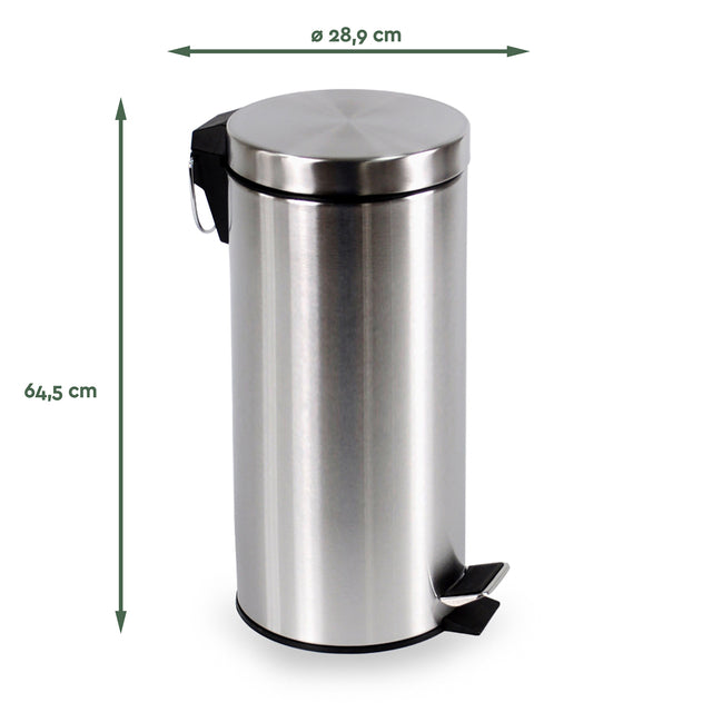 Brasq Pedaalemmer 30 Liter - Rvs - Pb130 - Prullenbak Met Uitneembare Pedaalemmer - Prullenbak
