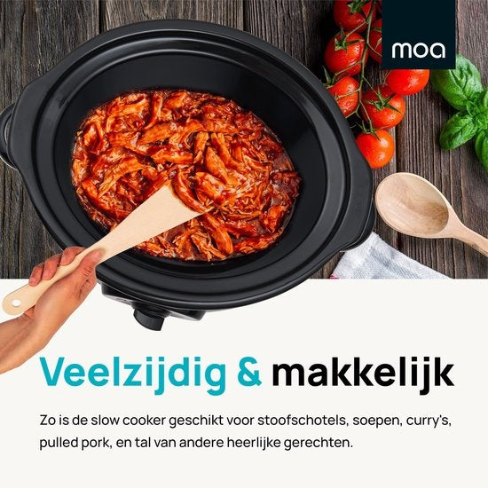 MOA Slowcooker - 3,5 liter - Keramische Binnenpan - Zwart - SC35B