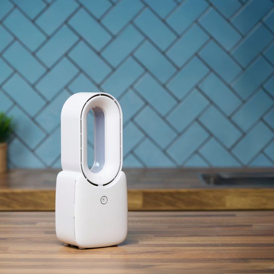 Lifetime Air Bladeloze Ventilator - Stille Ventilator Met Drie Snelheden - Draadloze Bureau Ventilator - Tafel Ventilator met LED Mood Light - USB-C Oplaadbaar - Compact Design - 5W - Wit