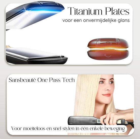 Sansbeauté® Professionele Stijltang - 2 in 1 - Krultang - Stijltangen - Hair Straightener - Snel Opgewarmd - 80℃ t/m 230℃ - Steilen & Krullen - ION technologie