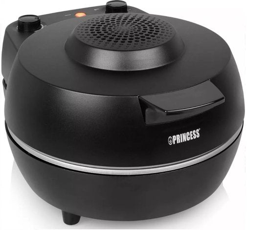 Princess 115005 Pizzaoven - Pizzamaker en oven - Regelbare thermostaat en timer - 1200W - Keramische pizzasteen - 410 graden - diameter 30cm - Zwart