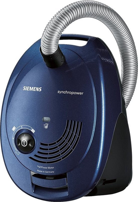Siemens VS06A111 SynchroPower Stofzuiger met zak – Compact – 600 W – 4L stofzak – Blauw/Zwart