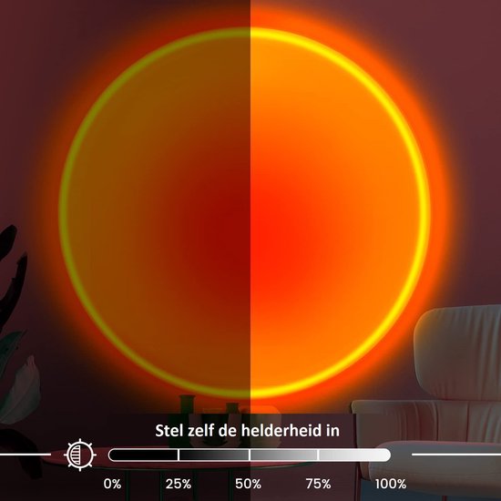 Mobstore Sunset Projector – 16 Kleuren LED – 360° Draaibaar – Ø7 x 27 cm – Incl. Afstandsbediening – Zwart