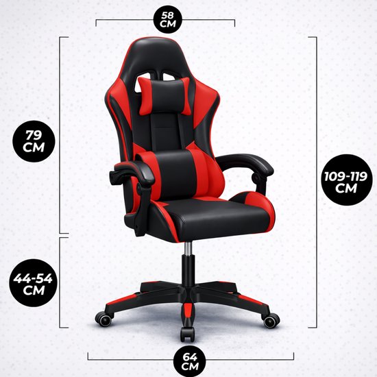 Bayt Gamestoel - Gaming chair - Gamingstoel - Comfort gamer stoel - Zwart en rood