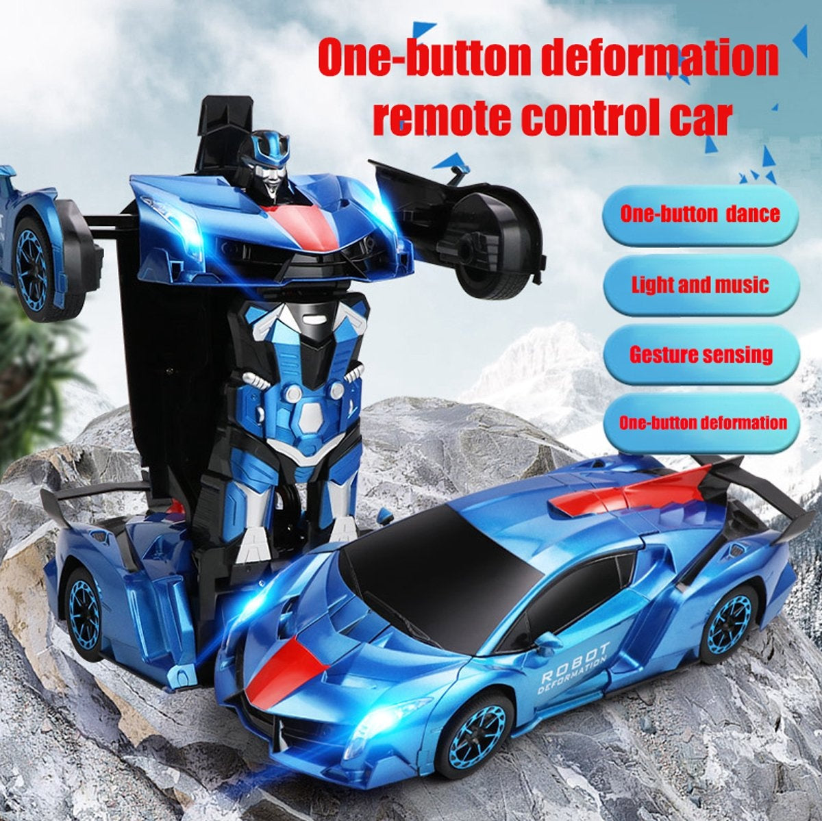 MEWAU 1:12 RC transformerende auto/robot - 2 in 1Afstand Bestuurbare Auto -Gebaar waarneming - Speelgoed Auto - Grijs