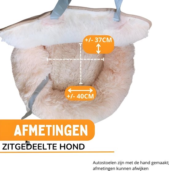 By Cee Cee Autostoel Hond Deluxe Achterbank - Hondenmand Auto Met Veiligheidsriempje - Automand Hond - Hondenstoel - Grote Hond - Beige - Maat M