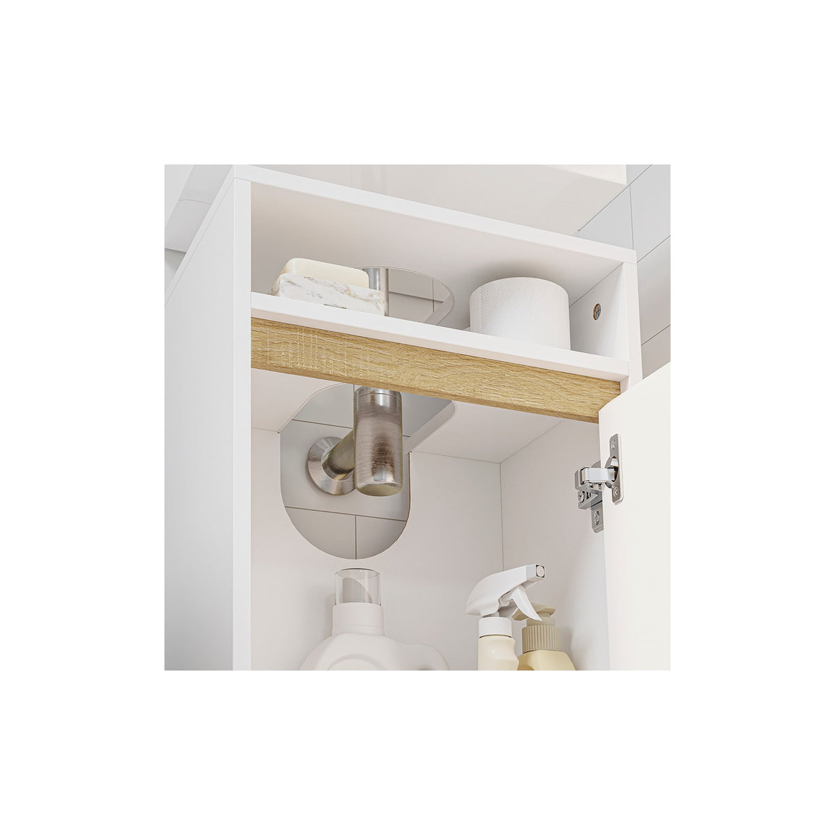 SoBuy Wastafelmeubel 1 Deur - Wit - 40 x 36 x 60 cm - Met Open Vak, Modern