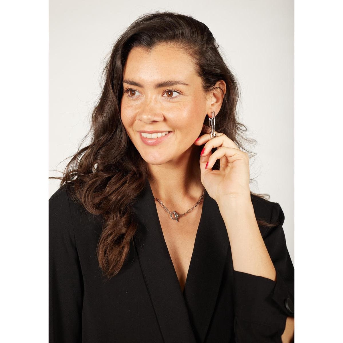 Laura Ferini Dames Ketting Catena Zilver - Zilverkleurige Schakelketting - 18K Witgoud Verguld - Halsketting - Collier - Sieraad - Accessoires - Dames Ketting