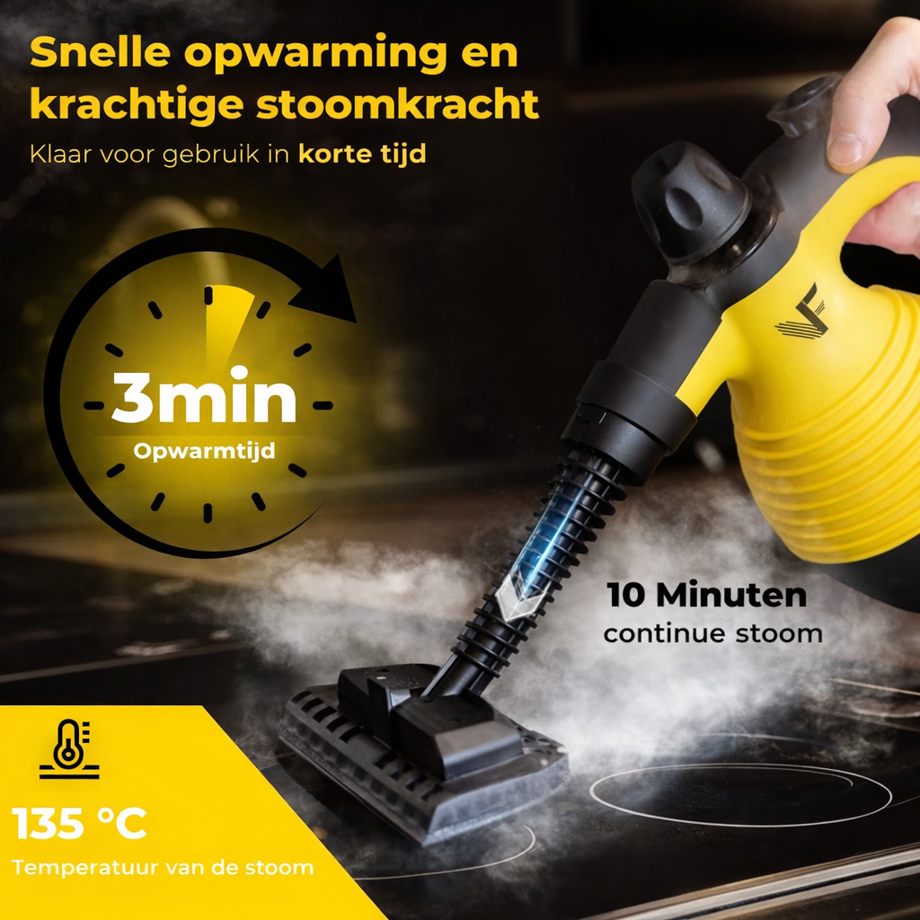 Neighbour's friend Handstoomreiniger - Stoomregeling - Inclusief 10 accessoires - 350 ml tank - Geel