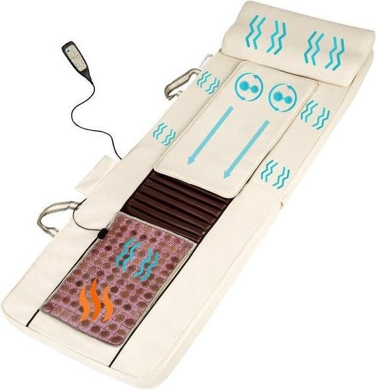 Shiatsu Massagematras - Incl Draagtas - Meerdere Standen - Opvouwbaar - Warmtefunctie - 186,5 x 60 x 11 cm - 400601