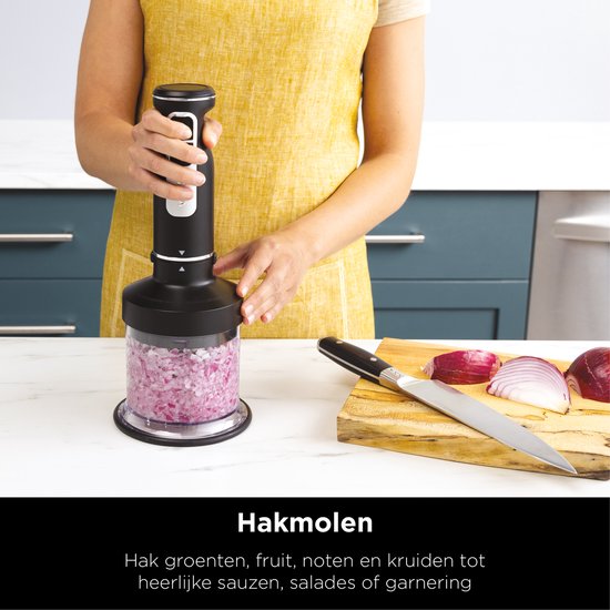 Ninja 3-in-1 Multifunctionele Mixer Set - Staafmixer - Handmixer - Hakmolen - 850 Watt - 700 ml - RVS - CI100EU