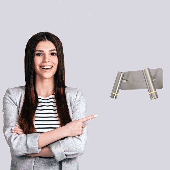 Wandlamp Volari 4713ST staal 2-lichts met draaibare en kantelbare koppen - Steinhauer