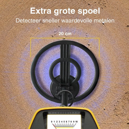 EarthVision Metaaldetector TerraWave - Voor kinderen en volwassenen - Verstelbare hoogte - Waterdicht - Lichtgewicht - Incl. Batterijen en Schep