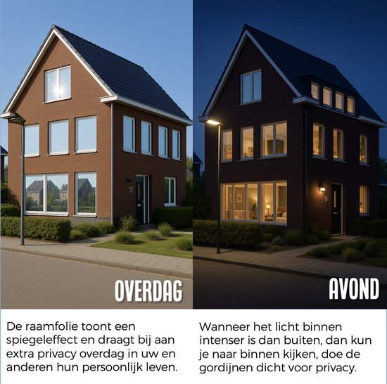 Homewell® Zonwerende Raamfolie - 70x300cm - Isolerend - Statisch & Herbruikbaar - Tegen Hitte & Inkijk - HR+ Geschikt – 25% Spiegeleffect Zwart