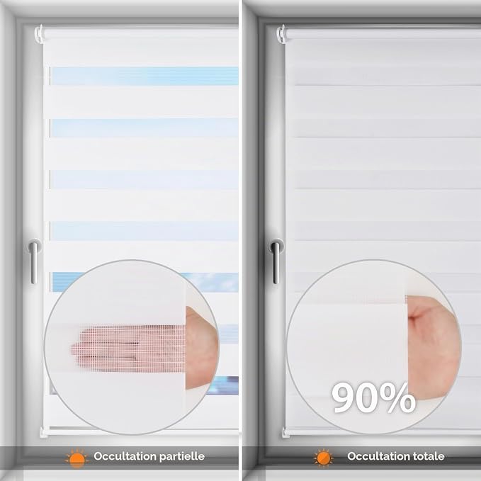Sekey Duo Rolgordijn - Wit - 50 x 130 cm - Zonder Boren - Verstelbare Lichtinval - UV-bescherming - Kettingbediening