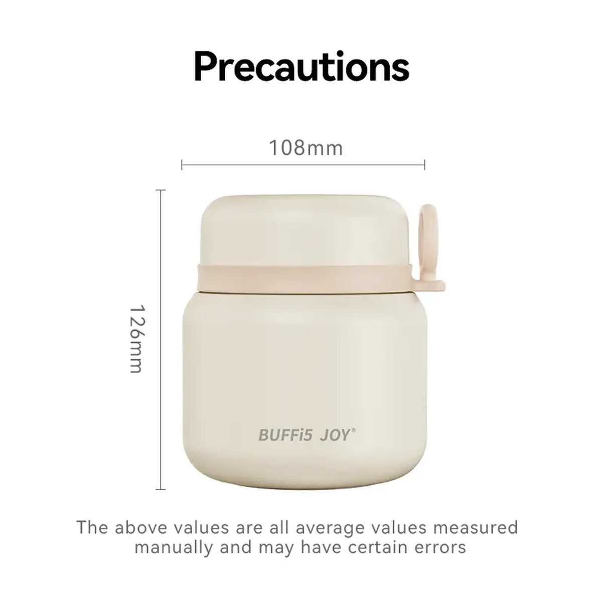 BUFFi5 JOY Thermos Voedselcontainer - 500 ml - RVS 316 - Wit - Inclusief Lepel - Lekvrij