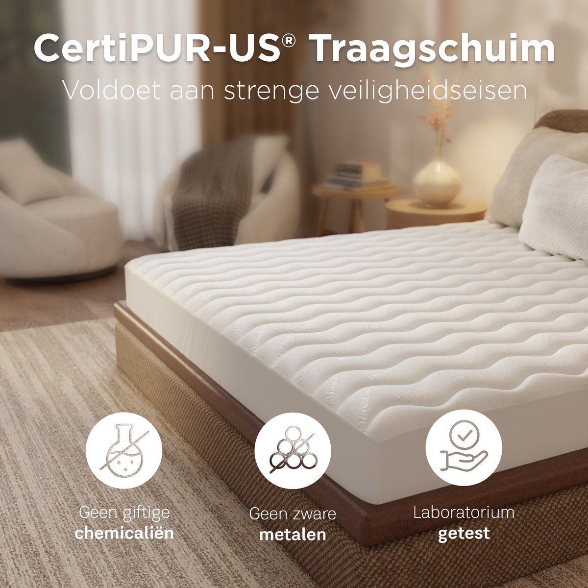 Cozysense Topper 120x200 - Traagschuim Topmatras met Gel-Infused Eierdoos - 3 cm - Wit