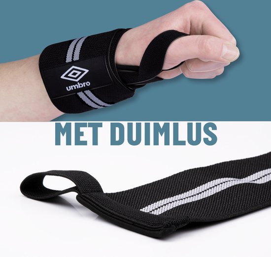 Umbro Polsbanden - 2 Stuks - Voor Fitness, Crossfit en Krachttraining - Wit/Zwart