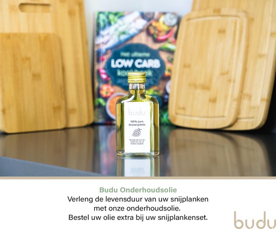 Budu Snijplank Dik Deluxe - Bamboe - 4CM dik - Snijplank Hout - Houten Snijplanken - Snijplank Cadeau - 29,5 x 40 x 4 cm