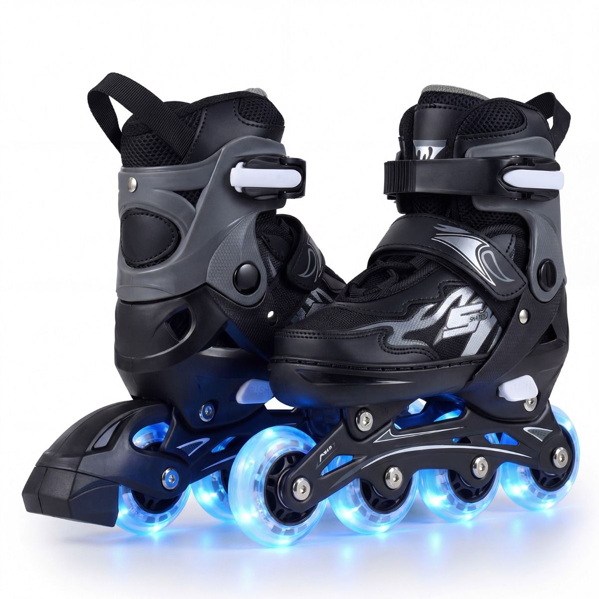 Coast Kinder Inlineskates - 4-voudig verstelbaar - LED wielen - grijs