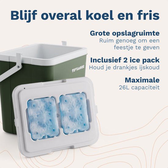 TRVLMORE Koelbox 26L - Frigobox - Inclusief 2 Koelelementen - Groen