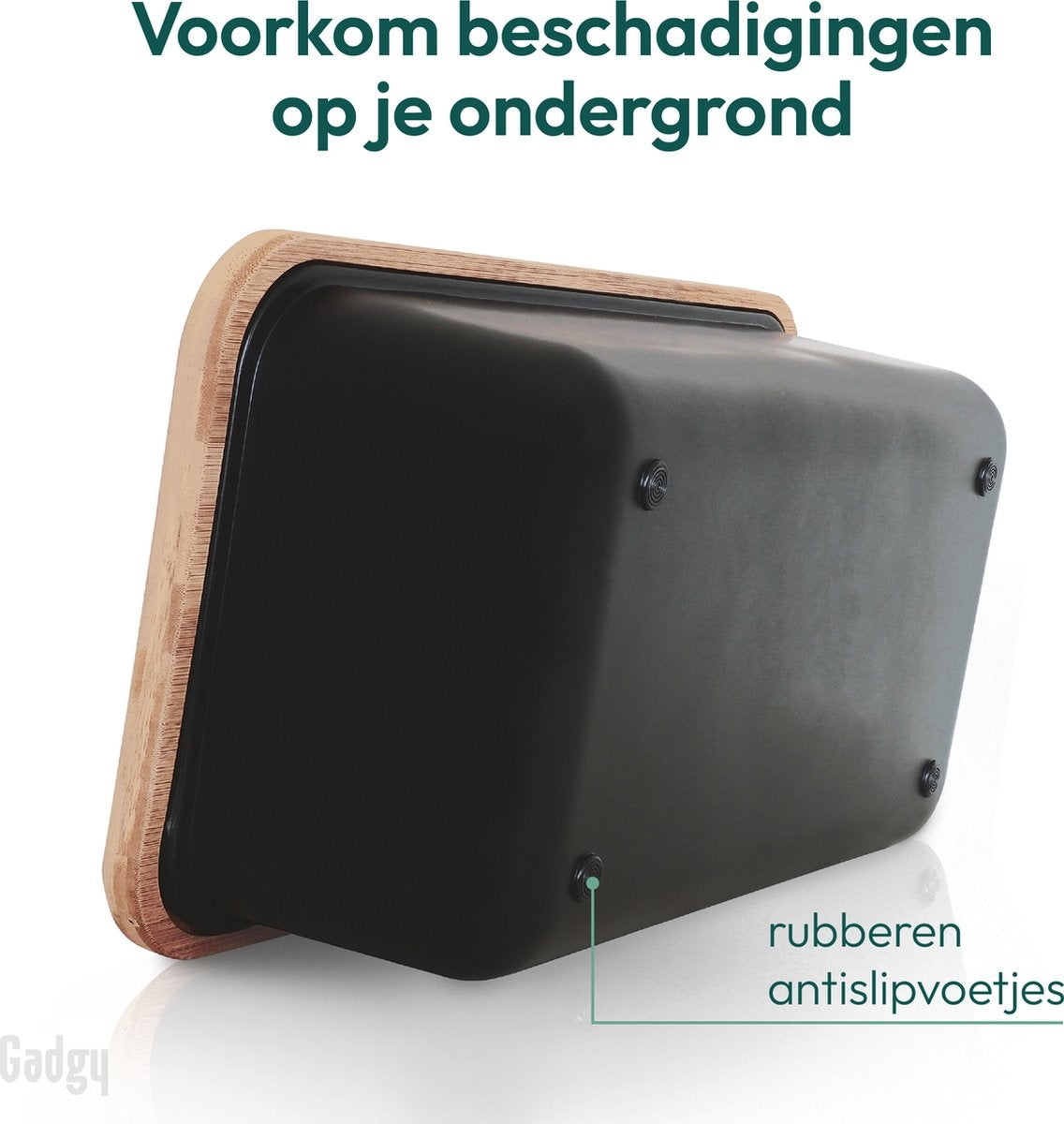 Gadgy Broodtrommel - met Bamboe Deksel – Brooddoos met Snijplank - BPA vrij - 36x19.5x11.5 cm- zwart